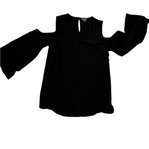 Vince Camuto Black Cold Shoulder Bell Sleeve Blouse Size S